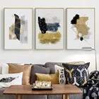 Настенная живопись, абстрактная живопись черного и серого золота, картина маслом, печать на холсте, плакаты, декоративные настенные картины для гостиной