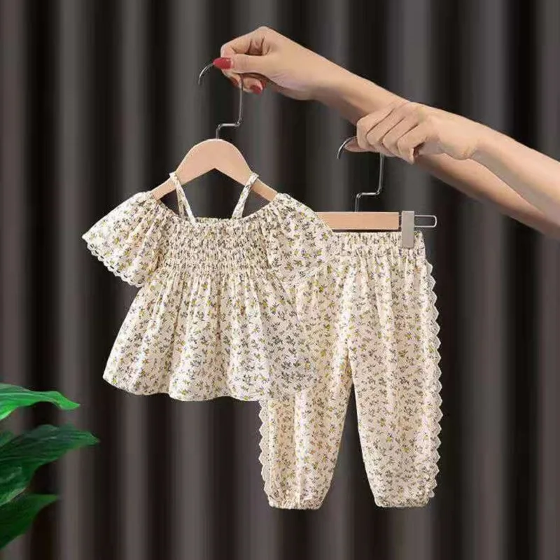 

Baby Girl Summer Clothes Children's Short-sleeved Mosquito Pants two-piece Kids Suit Children's Suit Children's Clothing