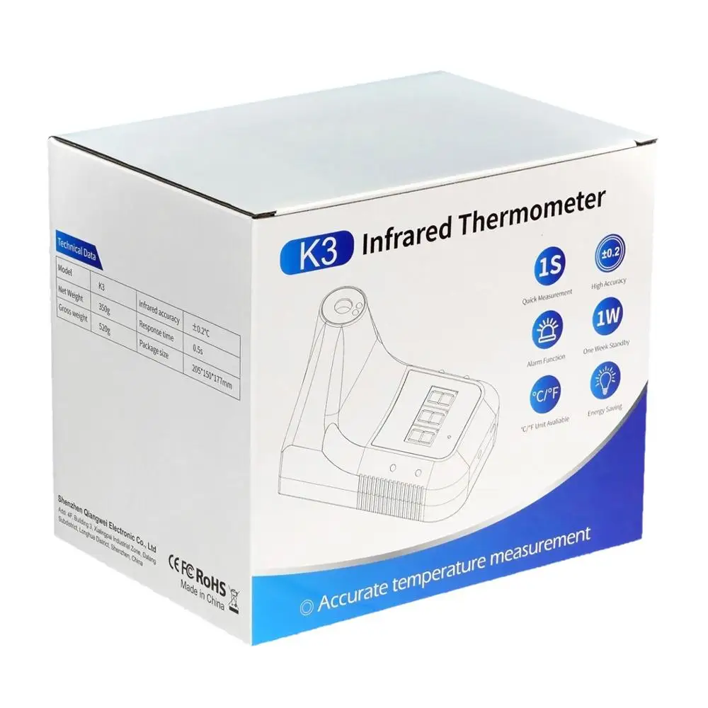 Бесконтактный инфракрасный термометр для лба и тела K3|Аварийные наборы| |