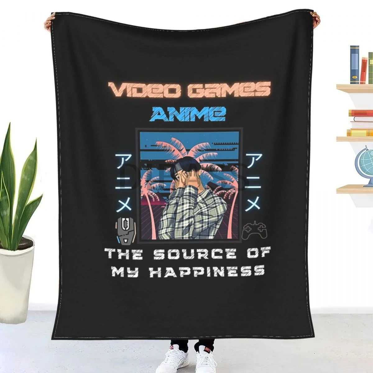 

Anime Glitch Throw Blanket 3D Printed Flannel Throw Blankets