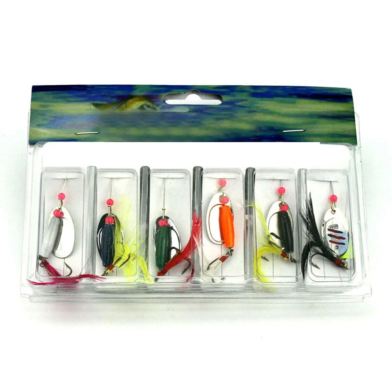 

6pc Spoon Lures 7.71g Metal Bait 6 Color Shrimp Type Fishing Lure Hook Bass CrankBait Spoon Crank Bait Tackle