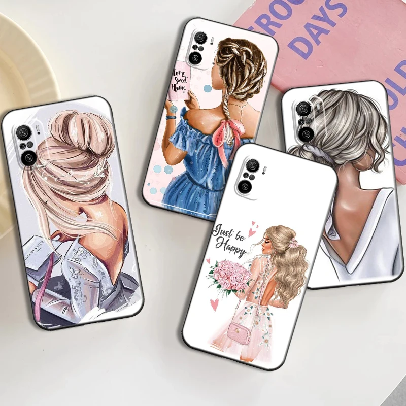 

Phone Case For Xiaomi Redmi 9 9i 9AT 9T 9A 9C 9T 9S POCO F3 GT X3 Pro GT M3 X3 NFC High Heels Girl Fashion Woman TPU Black Cover