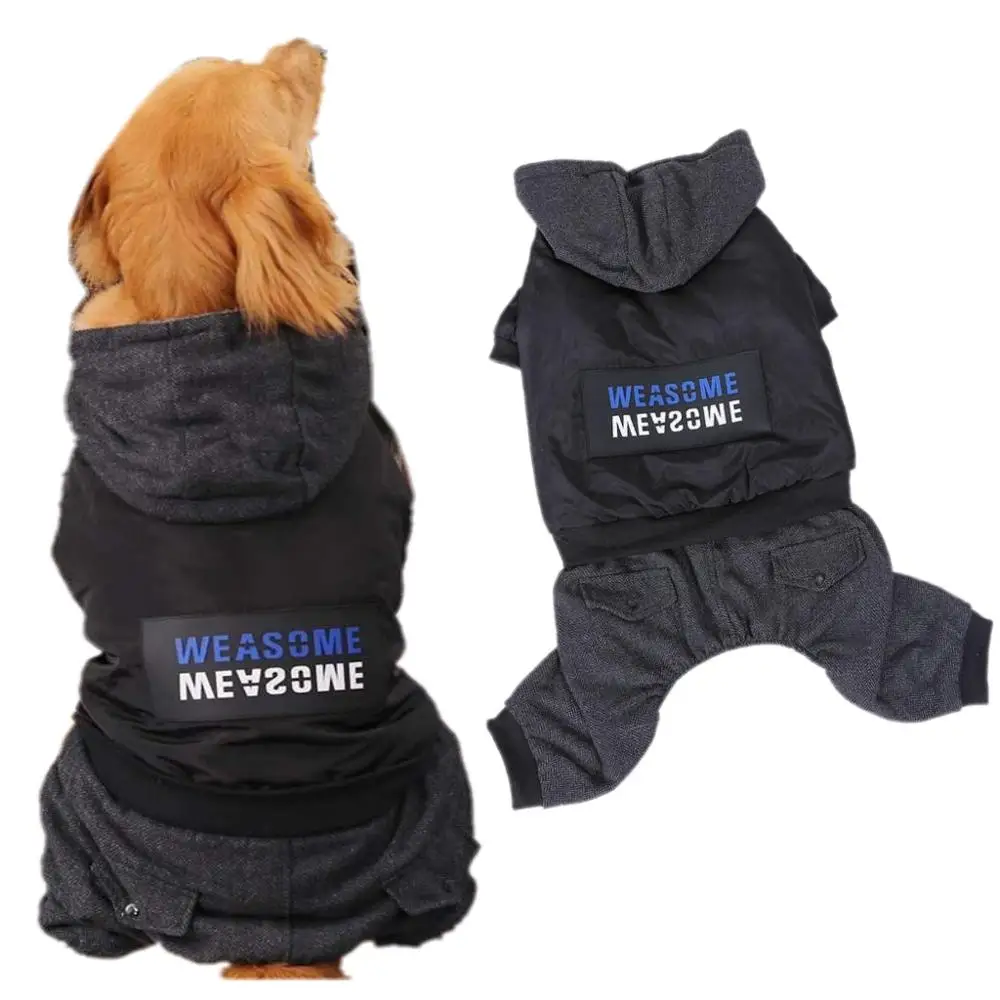 Зимний комбинезон для больших собак черный красивый рабочая одежда пород 3XL 4XL 5XL