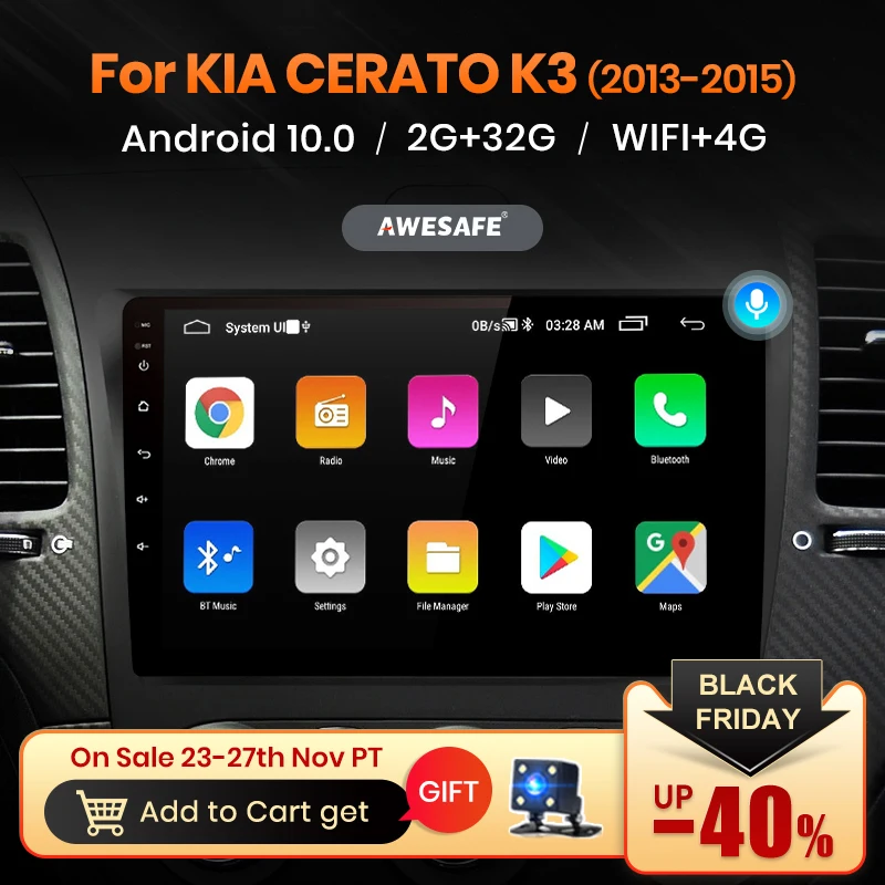 Автомагнитола AWESAFE PX9 для KIA Cerato K3 Forte 2013 2016 мультимедийный видеоплеер на Android 10 2 Гб