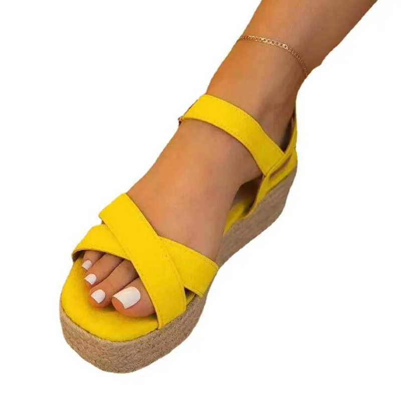

Women Buckle Sandals 2021 Summer Female Open Toes Wedges Platform Sandal Ladies Thick Bottom Shoes Big Size 43