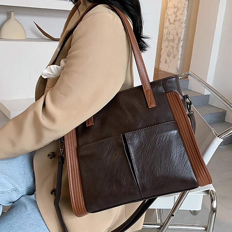 

Vintage Soft Leather Crossbody Bags for Women 2020 Autumn Winter New High Capacity Shoulder Bag Female Branded Top-handle Bags