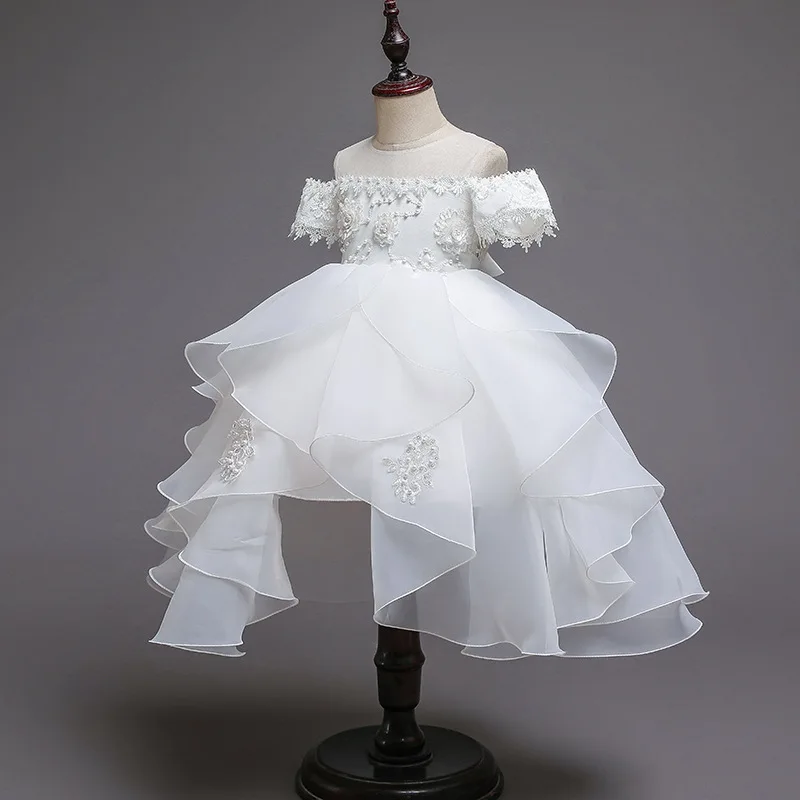Платье с бусинами и открытыми плечами для девочек на день рождения|Цветочные