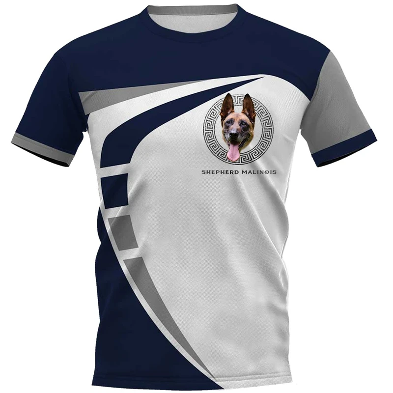 

CLOOCL Men's T-shirt Belgian Shepherd Malinois 3D Print Chest Dog Face Logo Tee Shirt Clothing Unisex Short Sleeve Tops