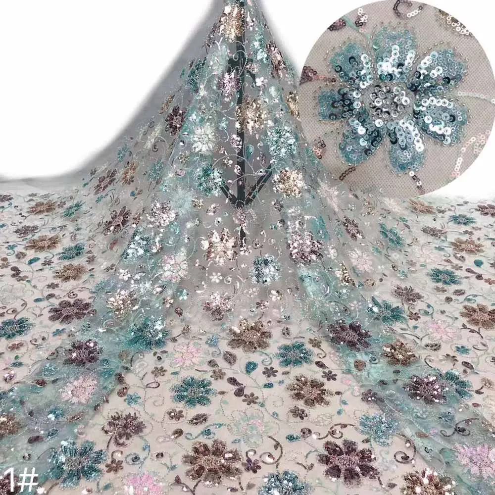 

Hot Sale French Mesh Lace Fabric Sequins Beads Tube Craft Tulle Embroidery Sewing Party Bridal Wedding Dress 5 Yards Wholesale