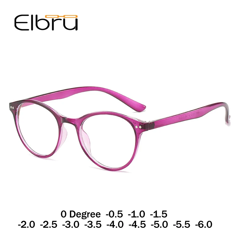 Elbru набора круглых прозрачных ленточек готовой близорукость Glassses Для женщин