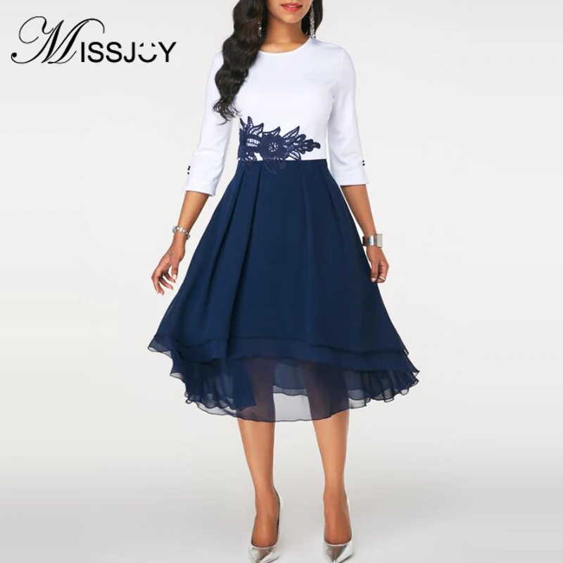 Женское вечернее платье MISSJOY элегантное ТРАПЕЦИЕВИДНОЕ ПЛАТЬЕ в стиле пэчворк с