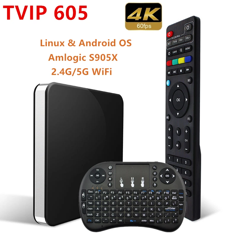 Оригинальный ТВ IP605 Смарт коробка 8G S905X 2 4G/5G Wi Fi IP ip 605 Linux ОС Android 4K Декодер каналов
