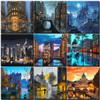 city painting by numbers colour handpainted diy night view on canvas picture by number set adults kit decoration gift wall art