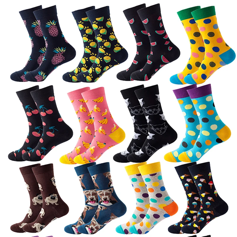 

Носки мужские яркие, брендовые счастливые, яркие цветные, с забавным рисунком, повседневный подарок, свадебные классические