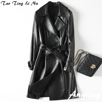 

Tao Ting Li Na New Fashion Genuine Sheep Leather Trench H37