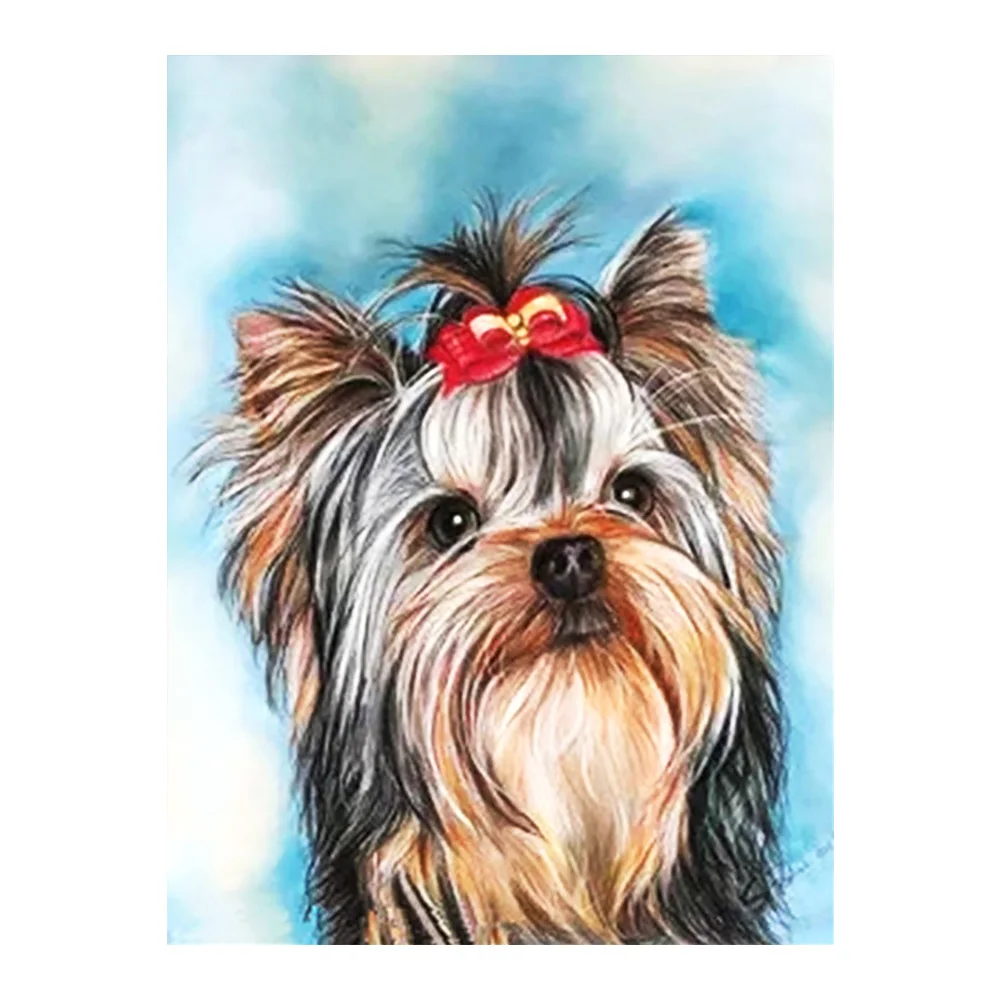

Йоркширтерьер Алмазная картина круглая полная дрель Nouveaute Сделай Сам мозаика вышивка 5D Вышивка крестиком мультфильм животное собака шабло...