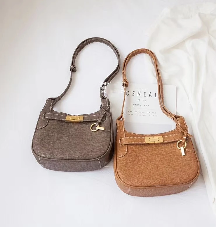 

full grain leather shoulder bags Belt decoration Genuine Leather crossbody bag