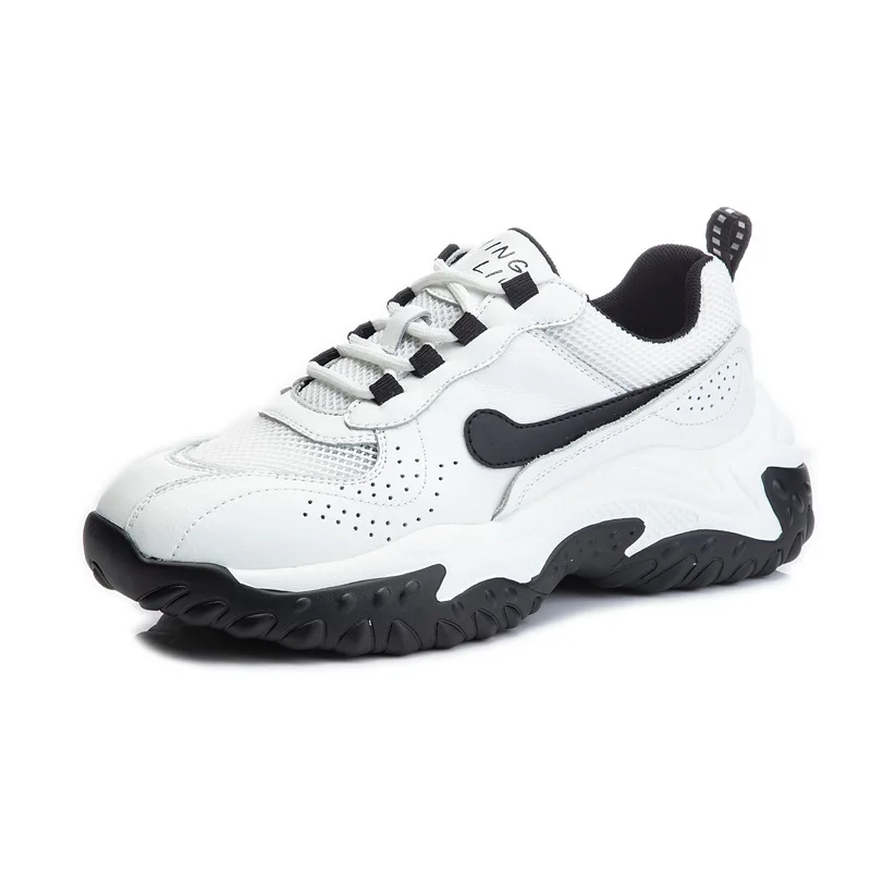 

Summer through net dad shoes women's 2021 casual sports shoes single shoe thick sole running breathable leather women's shoes