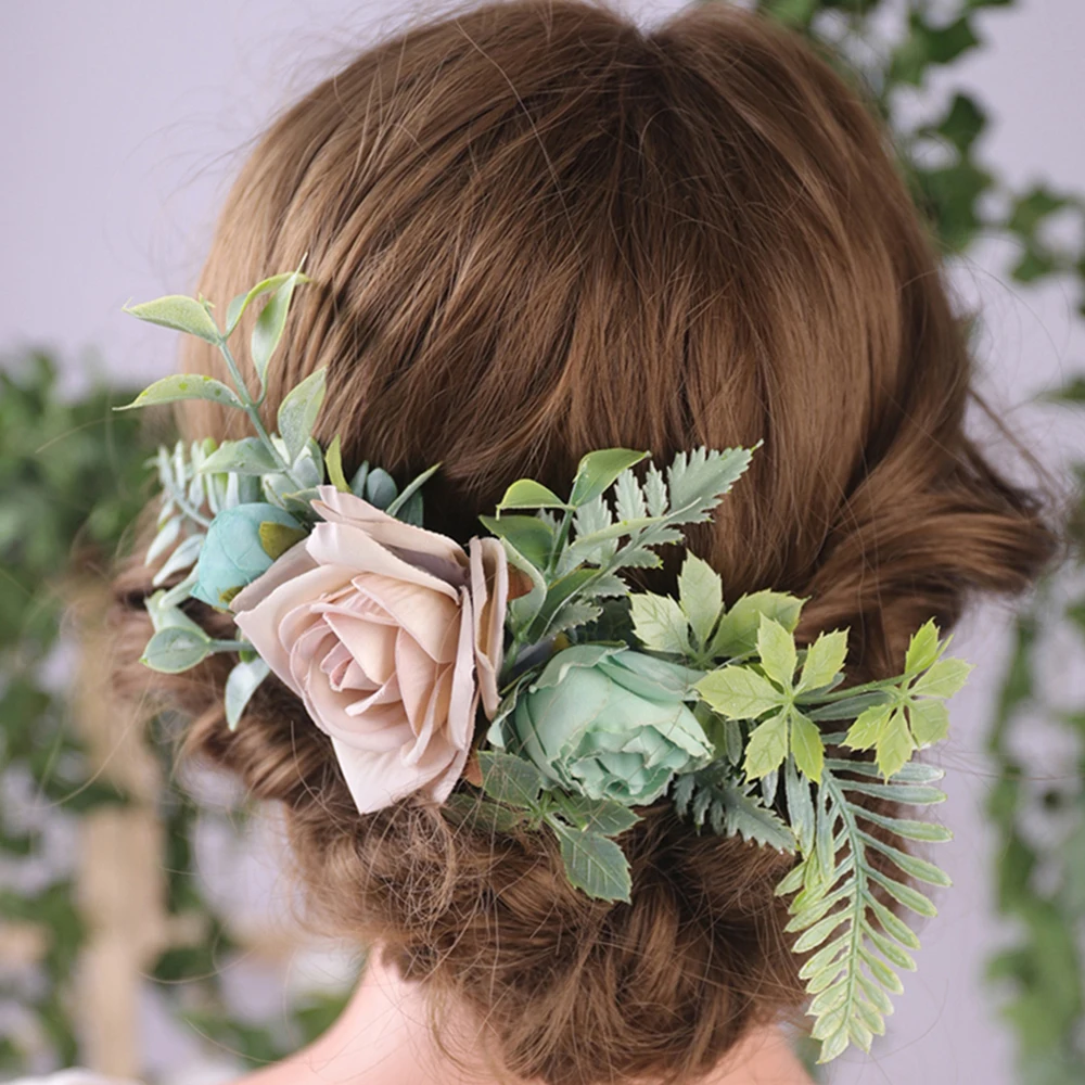 Элегантная Цветочная корона гребень для волос лесной вечеринки свадебные
