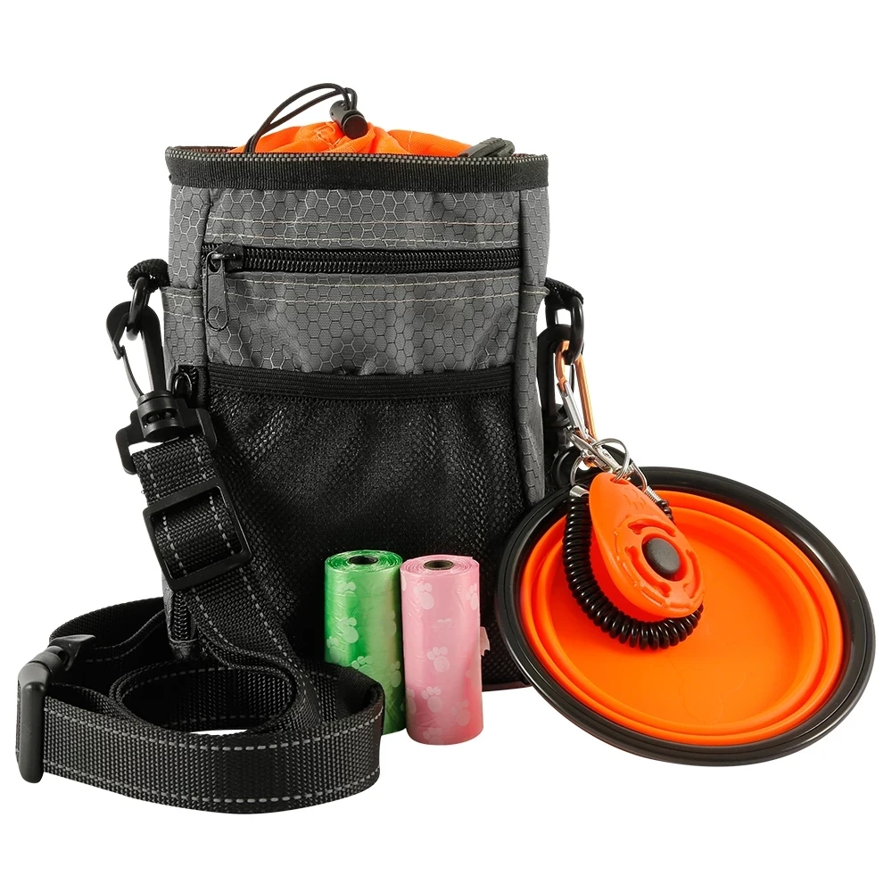

Portable Pet Outdoor Treat Bags Food Holder Adjustable Waist Belt Garbage Bag Folding Bowl Kit Multi-function Dog Training Bag