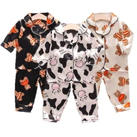 childrens pajamas set baby suit kids clothes toddler boys girls ice silk satin nightgown tops pants home wear kids pyjamas 1 4y