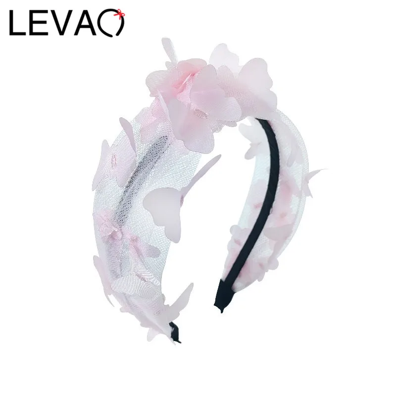 

Женский шифоновый обруч для волос LEVAO, яркий обруч для волос конфетных цветов с бабочками, модный аксессуар для волос