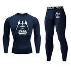 Комплект мужского термобелья Star Wars, компрессионная быстросохнущая рубашка на флисе, для фитнеса, ММА