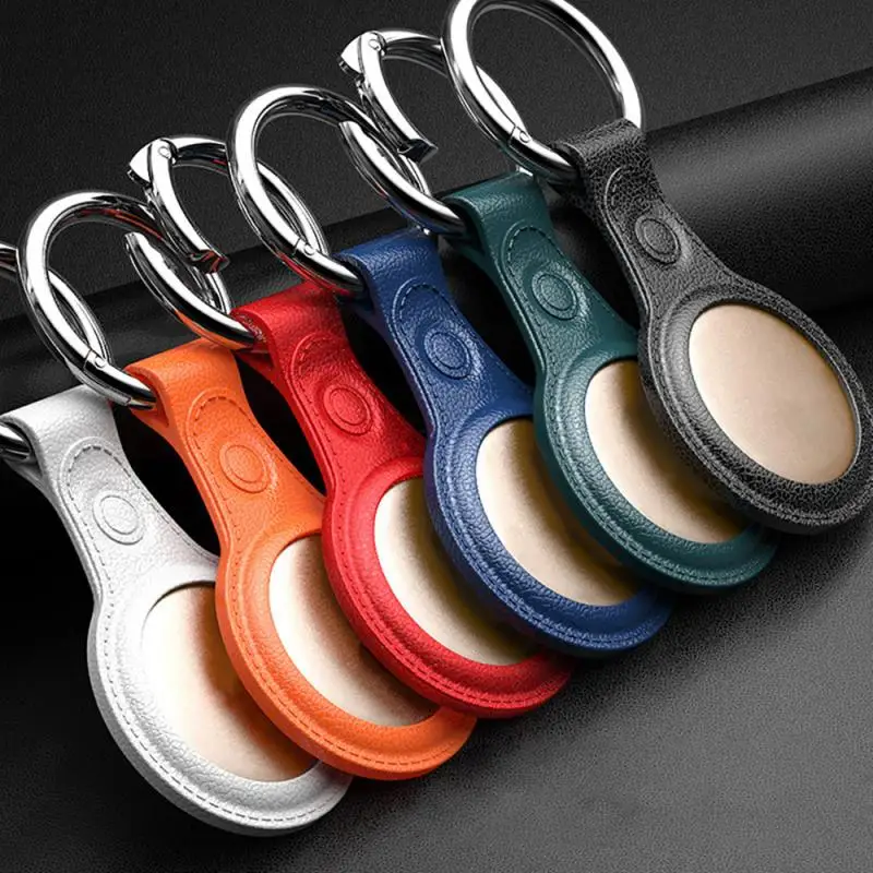 high quality leather case for apple airtags protective cover for apple locator tracker anti lost device keychain protect sleeve free global shipping
