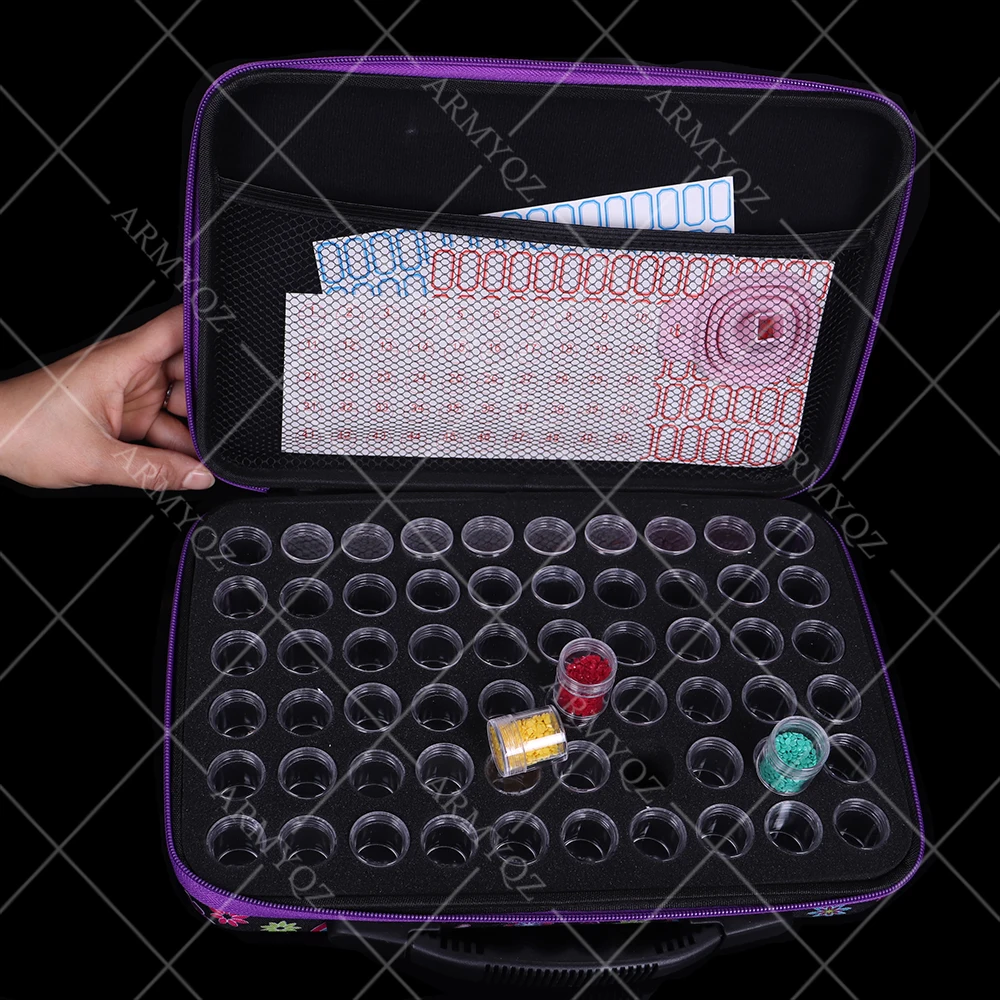 

New style 60 Bottles diamond mosaic Tool Container Storage Butterfly Diamond Painting Box Accessories Holder Hand Bag Zipper box