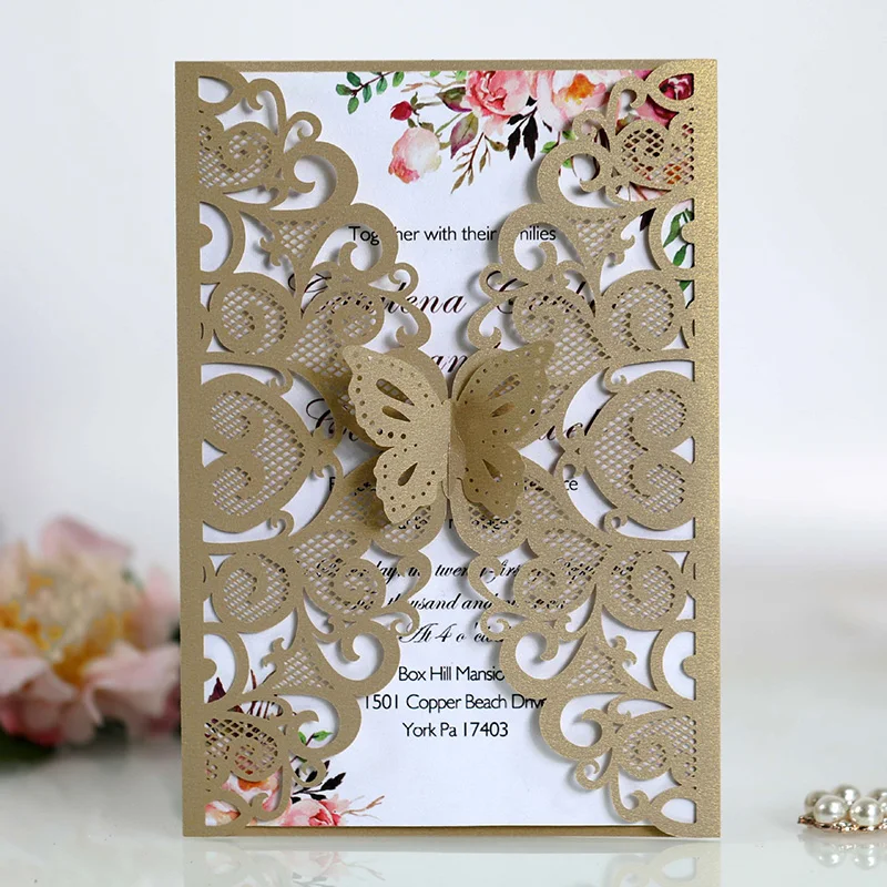100 шт. свадебные пригласительные открытки лазерной резки элегантные кружевные