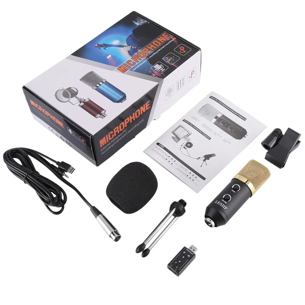 LESHP черный конденсатор реверберации громкости сети K песня специальный микрофон