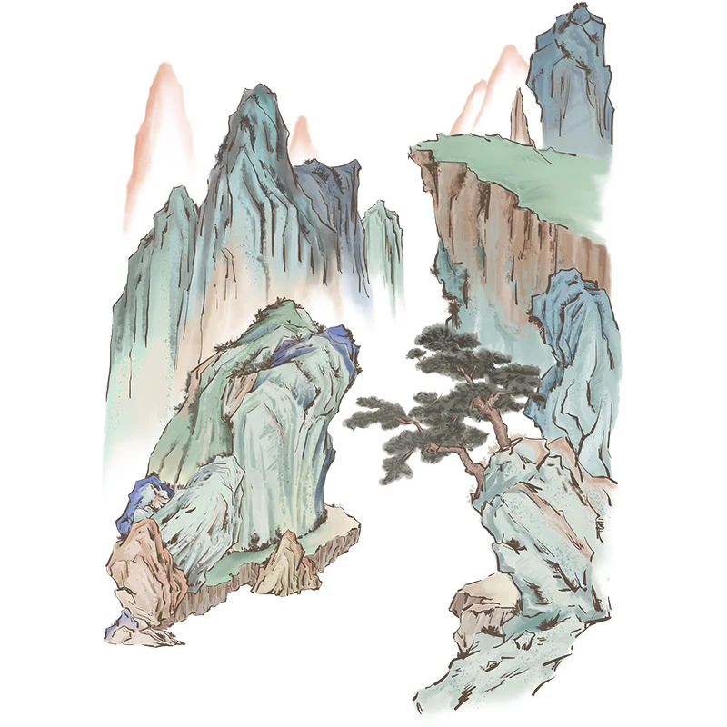 

Chinese Style Landscape Wall Stickers Retro Poster Living Room Sofa TV Backdrop Wall Decoration Bedroom Decals Wallpaper