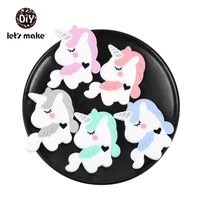 lets make 5pc silicone teether animal shape unicorn teething pendant food grade silicone rodent diy pacifier chain baby teether