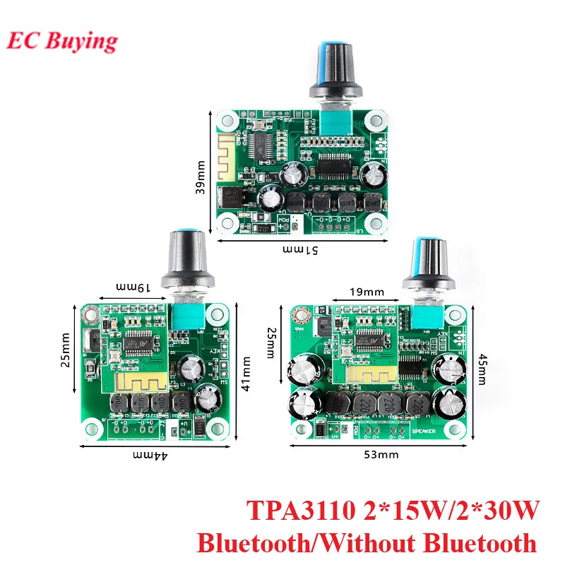 

TPA3110 Bluetooth-совместимый модуль платы цифрового усилителя мощности 5,0 15 Вт + 15 Вт 30 Вт + 30 Вт стерео Класс D аудио автомобильный портативный USB