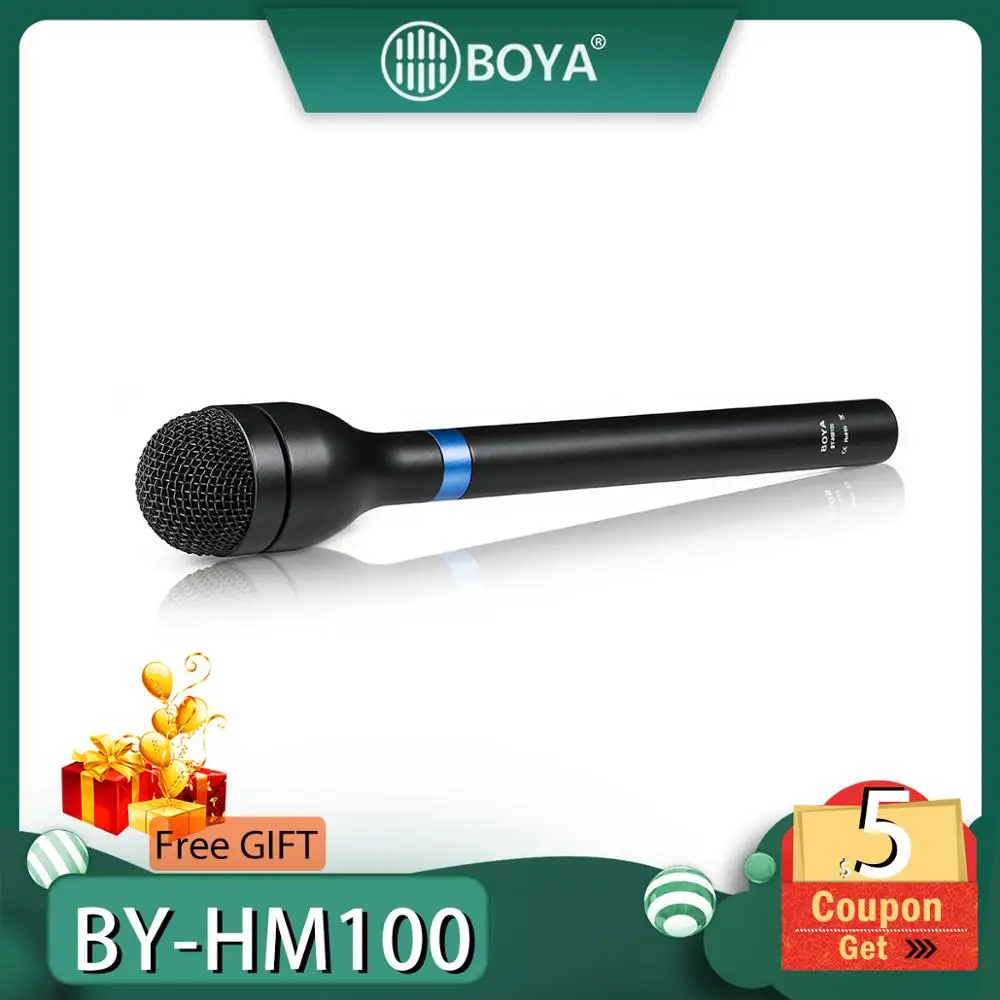 Всенаправленный беспроводной микрофон BOYA BY-HM100 XLR с длинной ручкой для интервью ENG