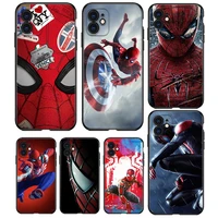 superhero spider man for apple iphone 13 12 11 mini 8 7 6s 6 xs xr x 5 5s se 2020 pro max plus black soft phone case