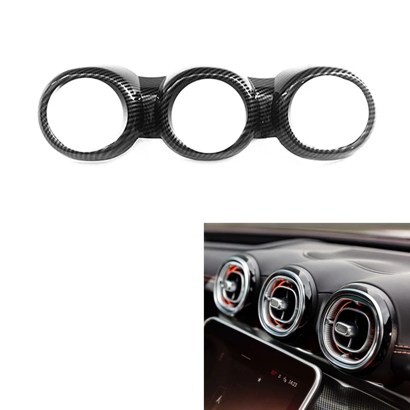 

Carbon Fiber Interior Dashboard Center Console Air Vent A/C Outlet Frame Cover Trim for Benz C-Class W206 2021 2022