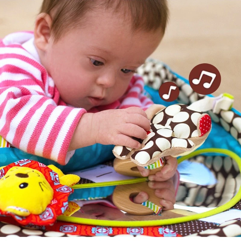 

Play Mat with Pillow Ditorting Mirror &Height Rod Infant Crawling Music Gift