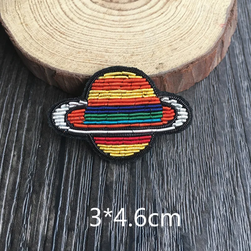 

Wandering Earth Starry Space Satellite Astronaut French Design Accessories Corsage Brooch Indian Silk Cloth Stickers