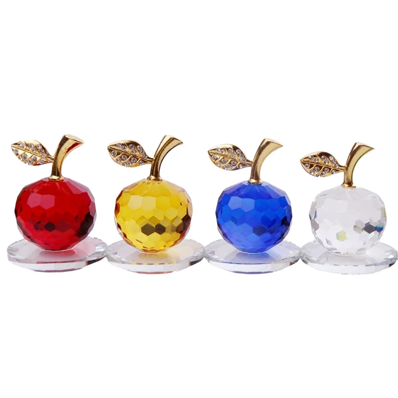

3D Crystal Paperweights Glaze for Apple Figurine Ornaments Glass Crafts Office Desktop Decor Wedding Birthday Gifts