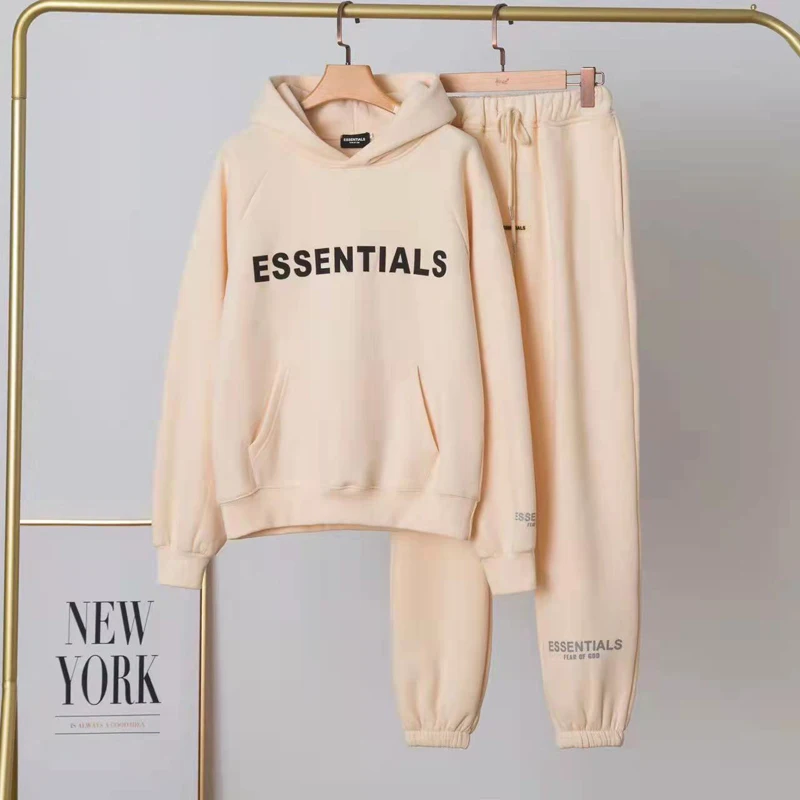 

2021 Woman Winter Cotton Suit Thickened Warm Fleece Hoodies Pockets Letter Casual Sports Running Two-Piece Hoodie and Pants