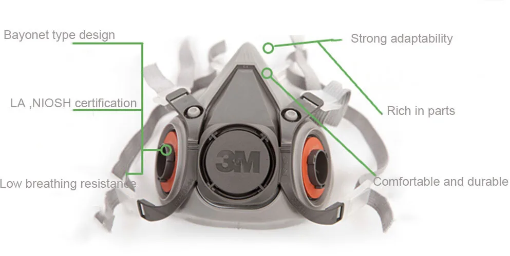3M 6200 Reusable Half Face Mask Respirator economical low-maintenance simple to handle and extremely lightweight mask | Безопасность и