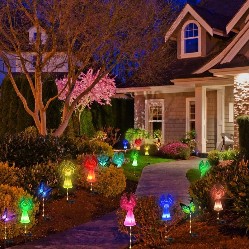 

Рождественский светильник s светодиодная лампа для лужайки на солнечной батарее с цоколем, садовая многоцветная светодиодная лампа, меняющая цвета, уличное украшение сада, свасветильник льник