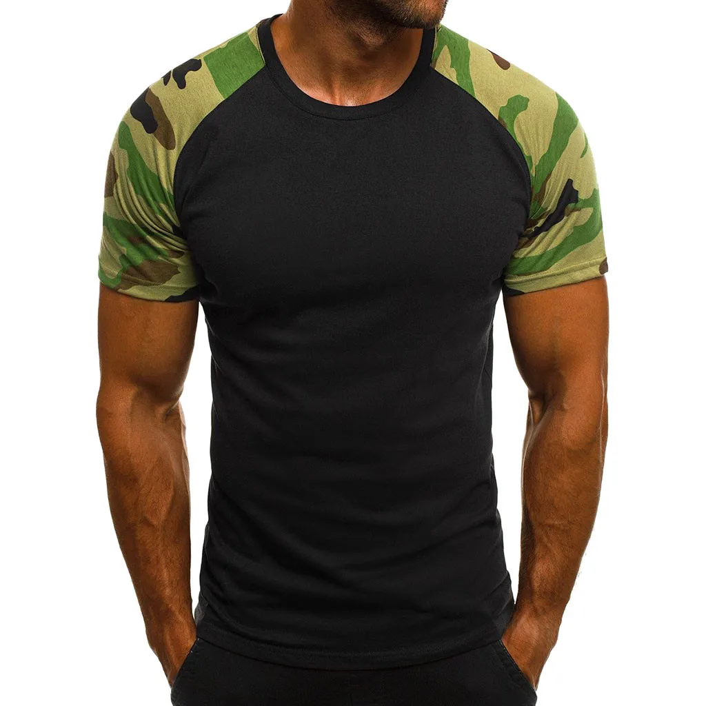 

T Shirt Me Shirts Slim tshirt Camouflage Printed Tops Short Sleeve O Neck Tee Patchwork Men