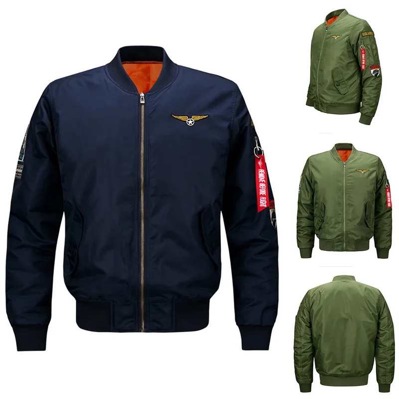 HEFLASHOR вышивка мужская зимняя куртка Осень молния Застежка бейсбольная 1 короткая