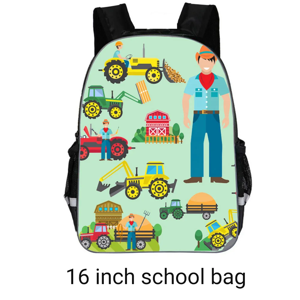 16 inch schoolbag Тракторная школьная сумка для мальчиков, ортопедический Детский рюкзак для малышей, школьный рюкзак с рисунком, лучшие школьные рюкзаки, школьный рюкзак, рюкзак - Цвет: 16 inch schoolbag