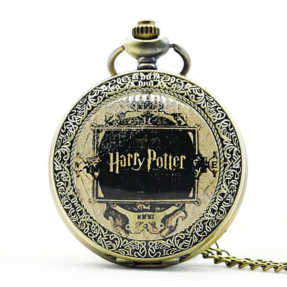 Ретро Винтаж унисекс бронза/серебро HP Hogwarts колледж кварцевые карманные часы