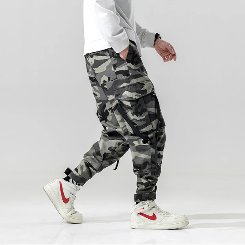 Свободные мужские камуфляжные брюки карго хип хоп шаровары тактические