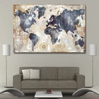 Картина на холсте, абстрактная карта мира, настенный плакат и принты, украшение для дома для гостиной, без рамки