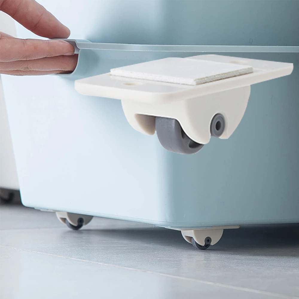 

4pcs Adhesive Pulley Storage Box Can Stick Wheels One-Way Wheel For Trash Can At The Bottom Of Sorting Box Paste Wheels